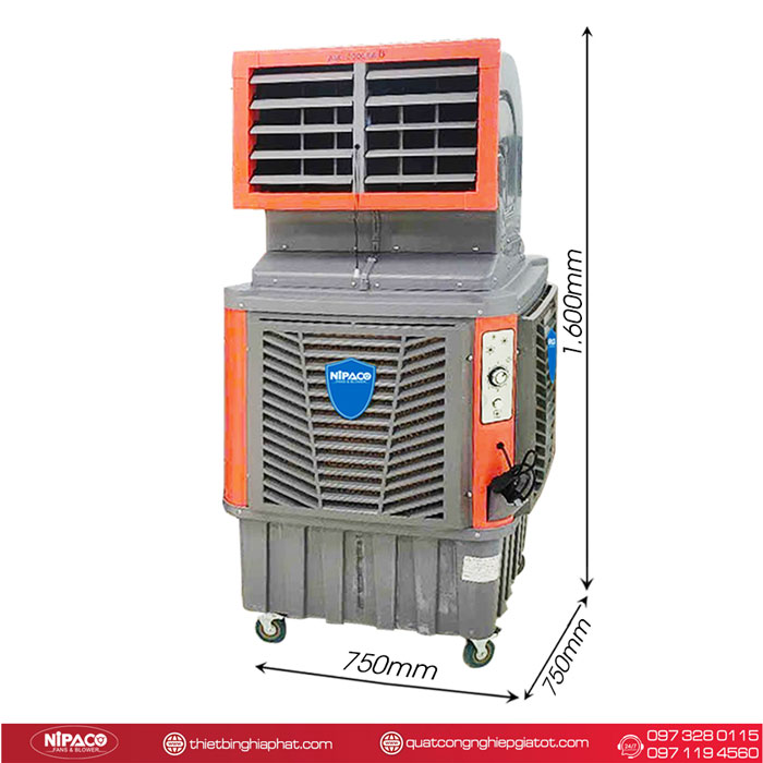 Kích thước Máy làm mát công nghiệp di động Nipaco 750W 110L