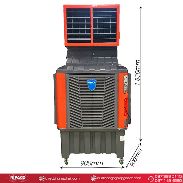 Kích thước Máy làm mát công nghiệp di động Nipaco 1.1KW 130L
