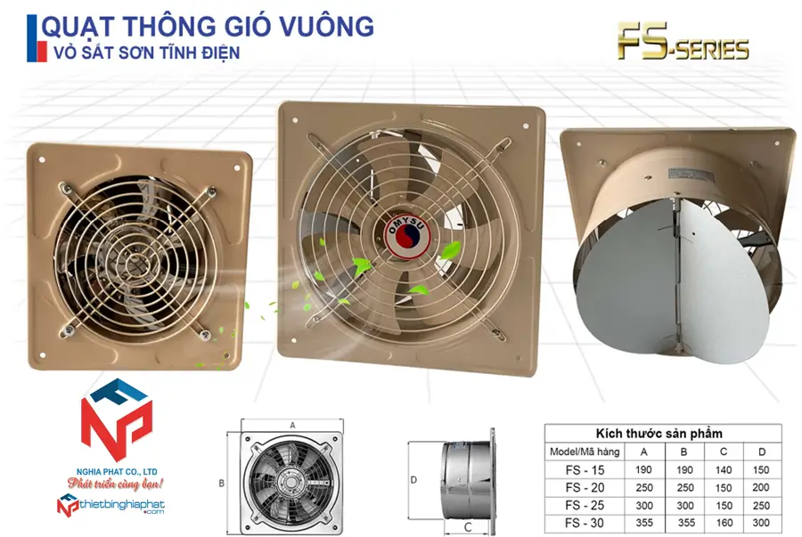 Thông số chi tiết Quạt vuông tốc nhanh OMYSU FS-series