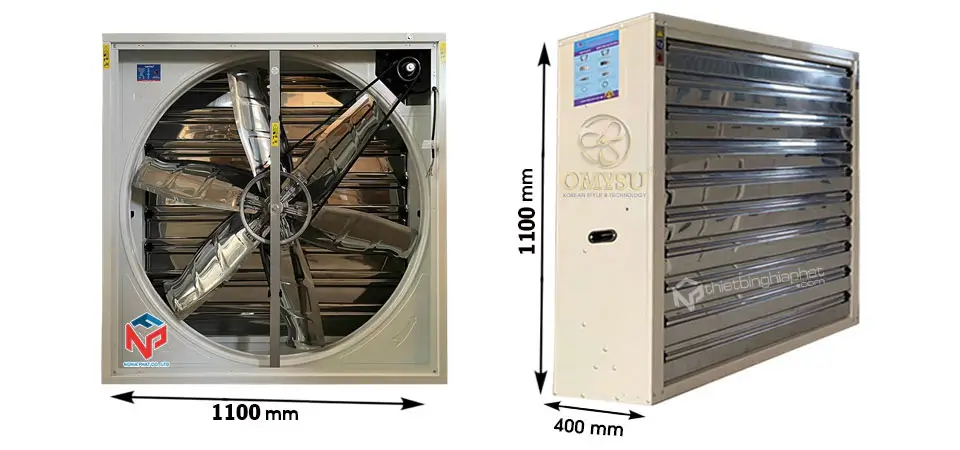 Quạt thông gió vuông 1100x1100 sơn tĩnh điện