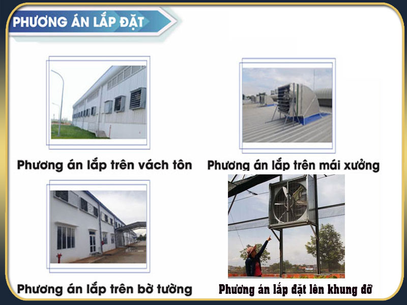 Các kiểu lắp đặt quạt thông gió vuông
