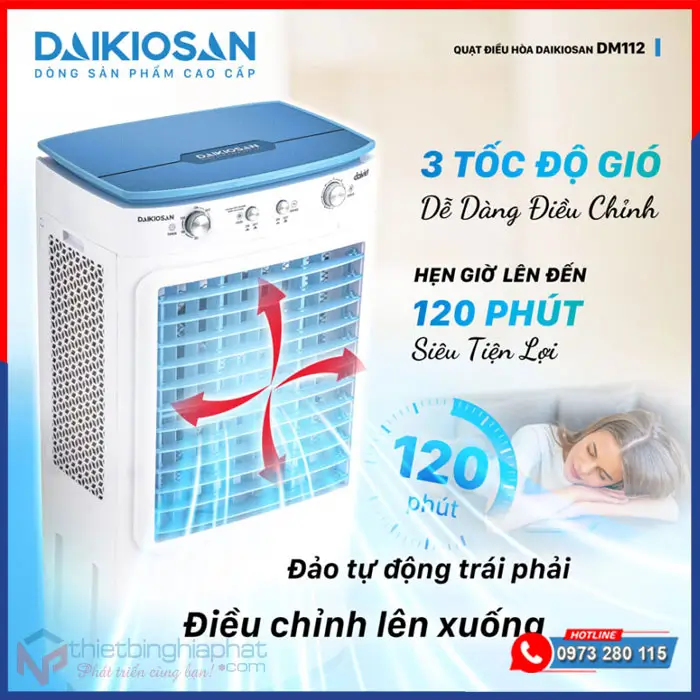 Máy làm mát Daikiosan DM112 đảo gió 4 chiều