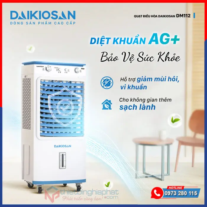 Máy làm mát Daikiosan DM112 công nghệ diệt khuẩn Ag+
