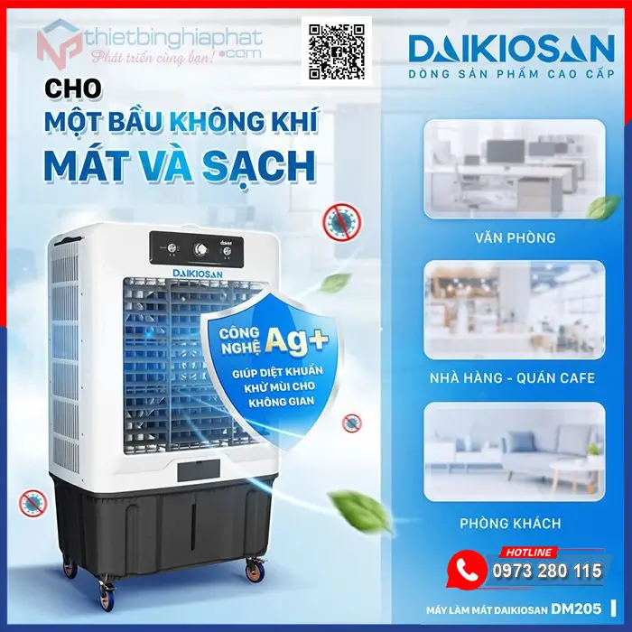 Máy làm mát không khí Daikiosan DM205 công nghệ Ag+ làm mát sâu