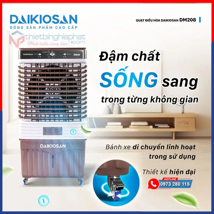 Máy làm mát Daikiosan DM208 nhỏ gọn, thẫm mỹ
