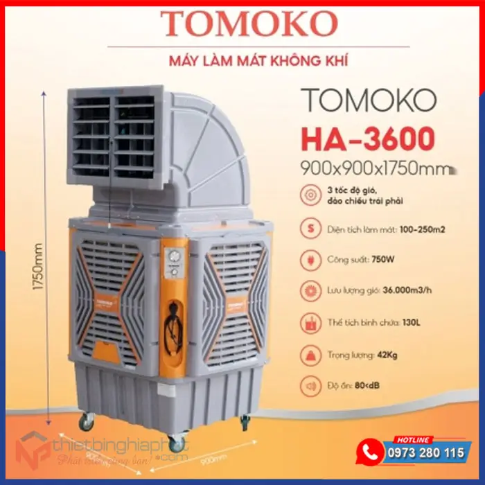 Máy làm mát Aircooler TOMOKO HA-3600 750W
