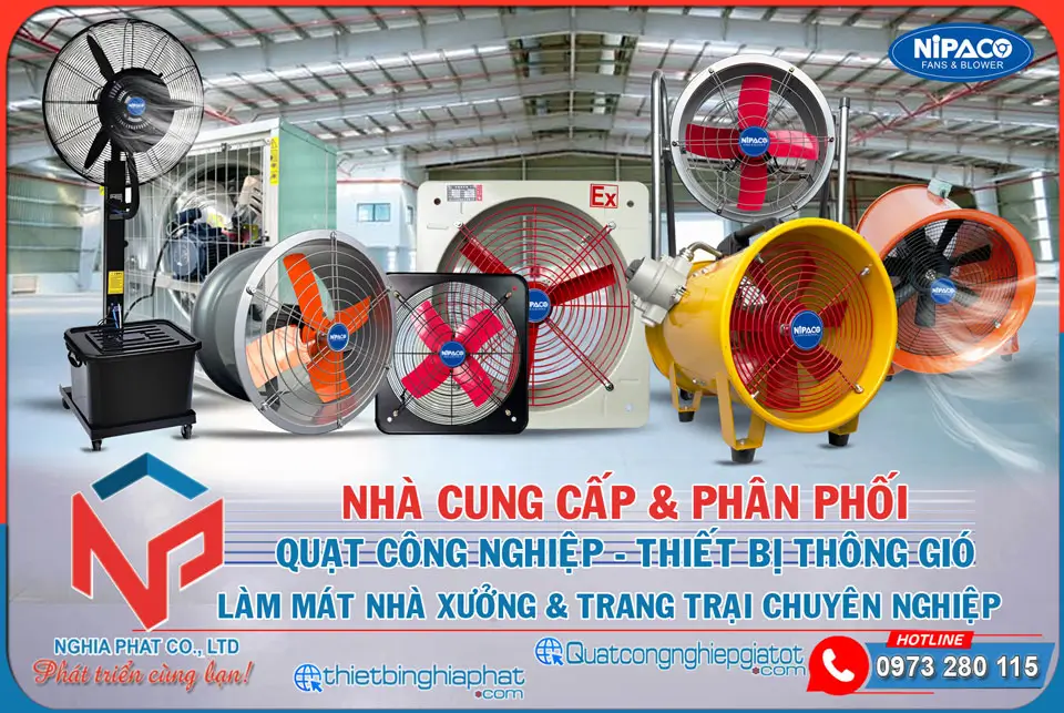 Đơn vị phân phối Quạt công nghiệp Nipaco giá tốt