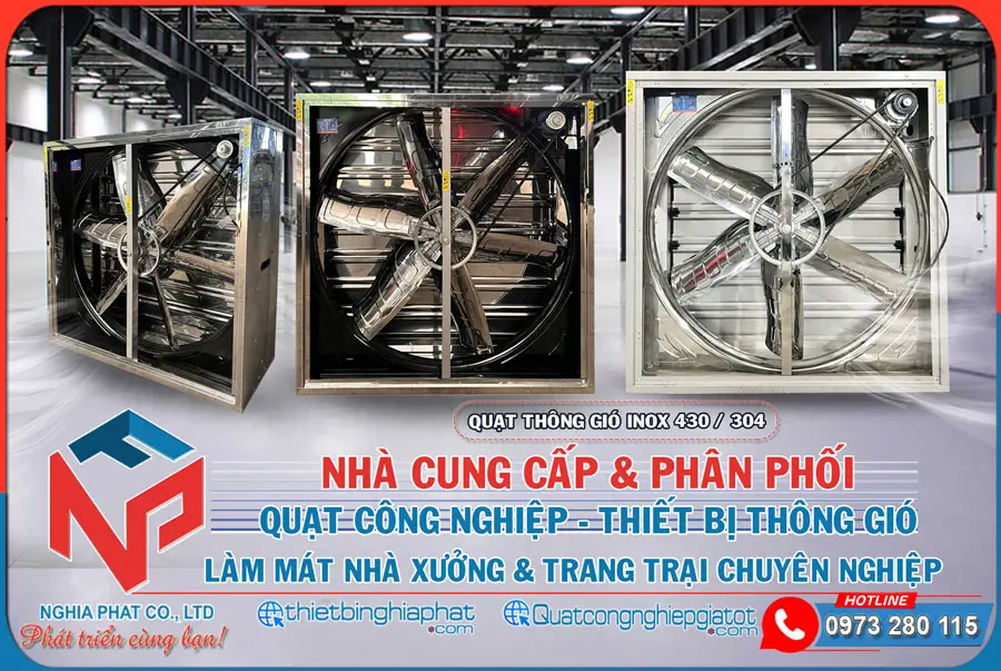 Quạt thông gió vuông INOX 430 BMF-1380 1380x1380mm 19 Nghĩa Phát phân phối Quạt thông gió vuông INOX 430/304 giá tốt