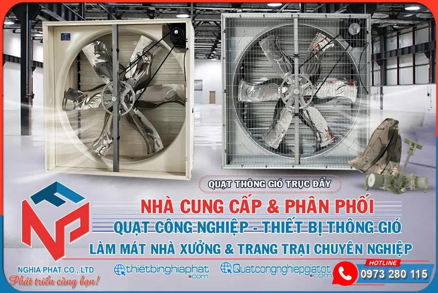 Nghĩa Phát phân phối Quạt thông gió vuông trục đẩy 1380x1380 giá tốt