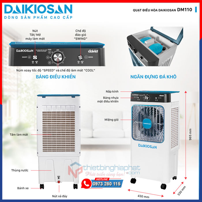 Máy làm mát Daikiosan DM110 chi tiết