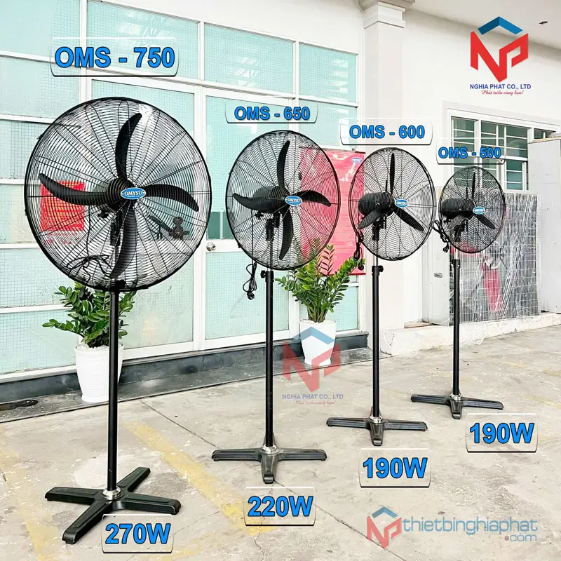 Quạt đứng công nghiệp OMYSU nhiều size lựa chọn