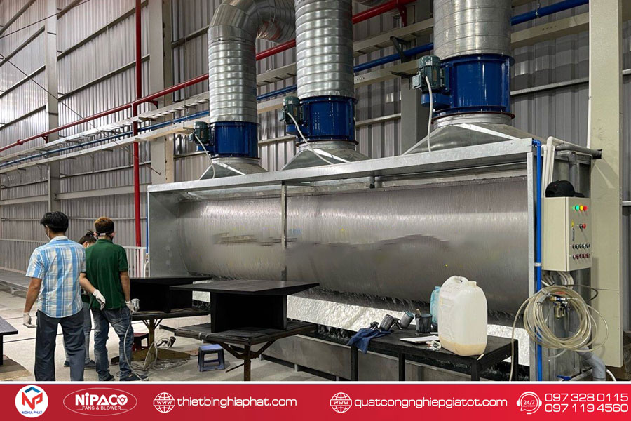 Quạt hướng trục gián tiếp hút bụi buồng sơn màng nước