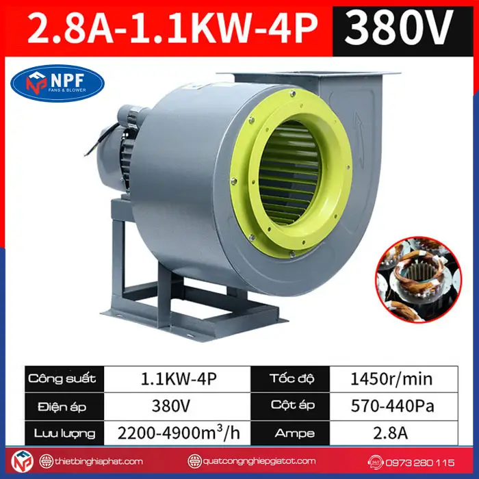 Quạt ly tâm CF 2.8A-1.1Kw điện áp 380V