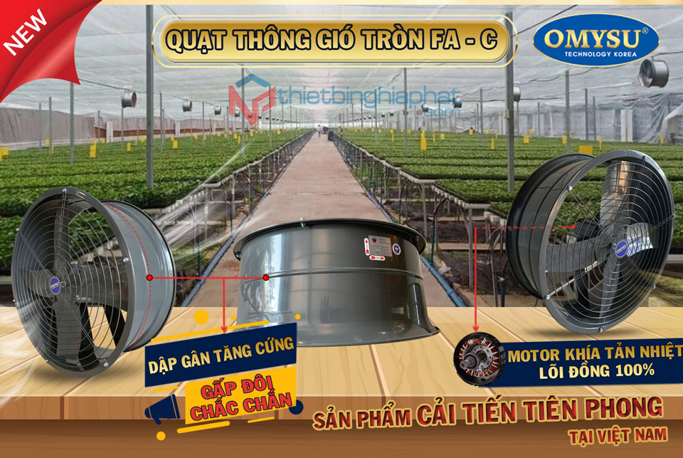 Quạt thông gió tròn OMYSU lắp thông gió nhà kính