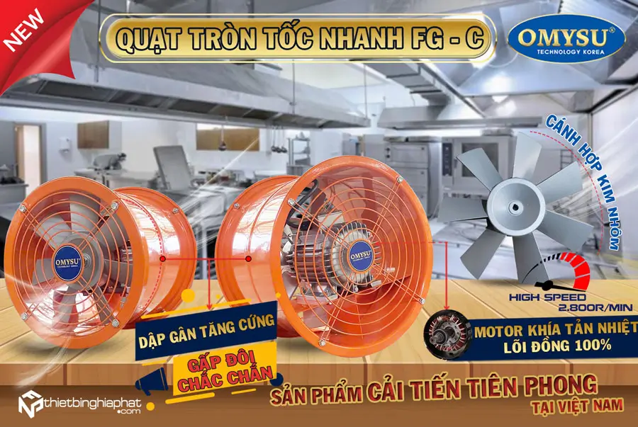 Quạt thông gió tròn tốc nhanh dập gân tăng cứng