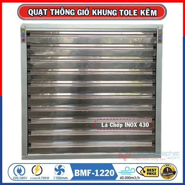Quạt thông gió vuông 1220x1220 BMF-1220 chớp INOX
