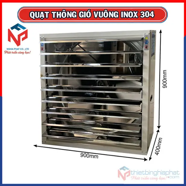 Quạt thông gió vuông INOX 304 900x900x400mm