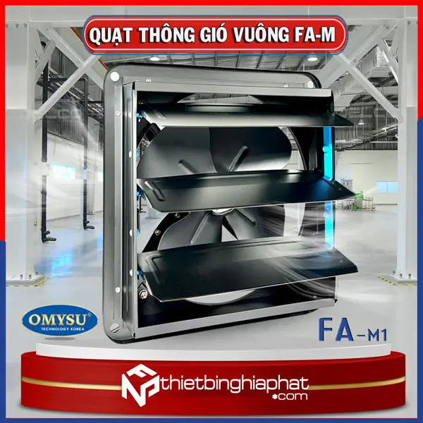 Quạt thông gió vuông đen OMYSU FA-M có chớp