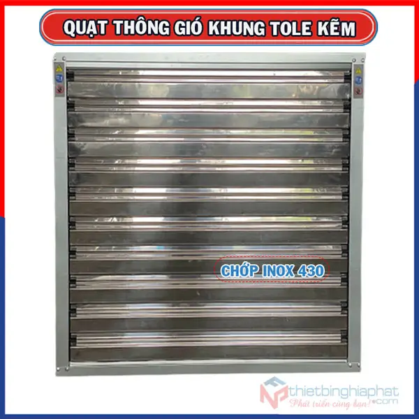 Quạt thông gió vuông tole kẽm 1000x1000x400mm BMF-1000 chớp INOX