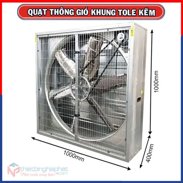 Quạt thông gió vuông tole kẽm 1000x1000x400mm BMF-1000