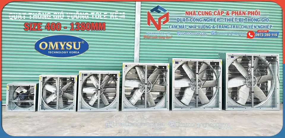 Quạt thông gió vuông OMYSU BMF đủ các size từ 400 đến 1380mm
