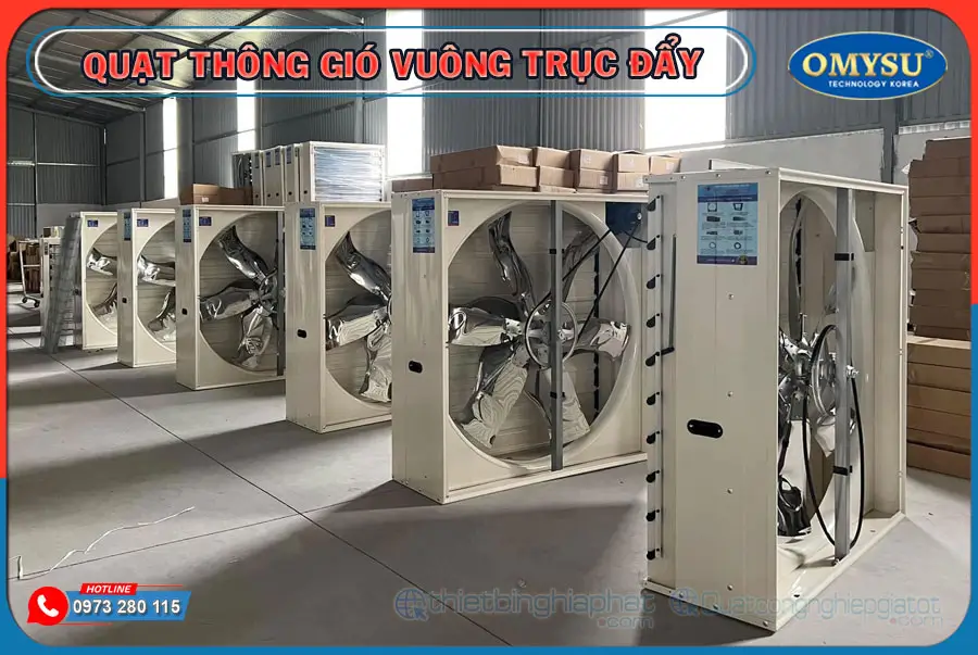 SX và Phân phối Quạt thông gió trục đẩy OMYSU 1380x1380 sơn tĩnh điện