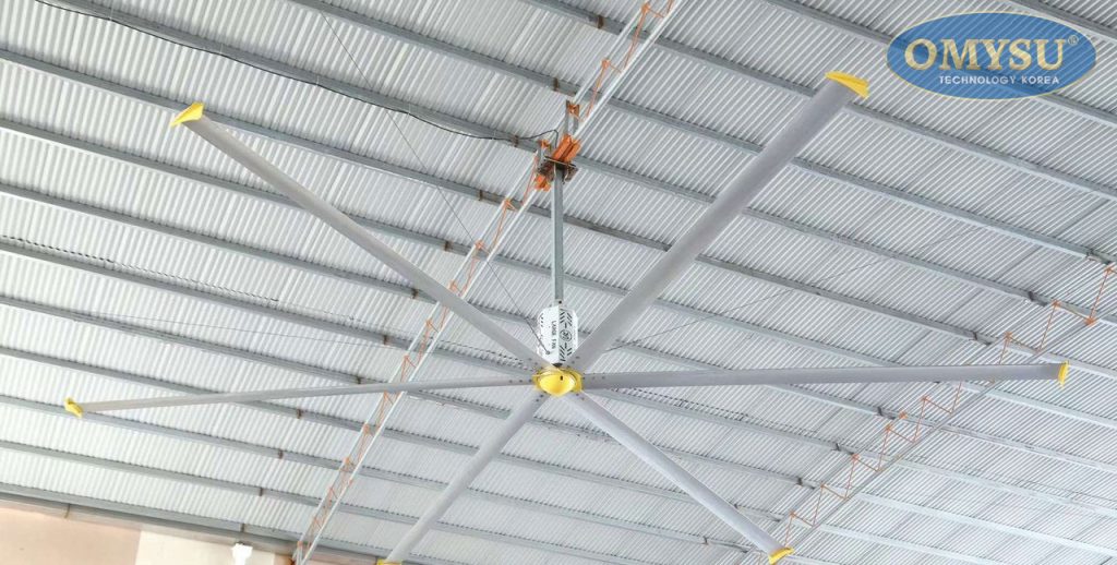 Lắp đặt Quạt trần công nghiệp HVLS trên trần nhà máy, nhà xưởng