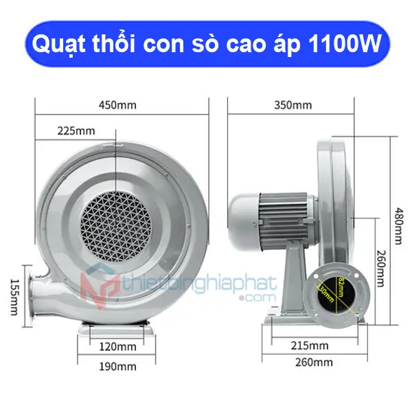 Thông số Quạt thổi con sò cao áp 1.1kw - 1100W