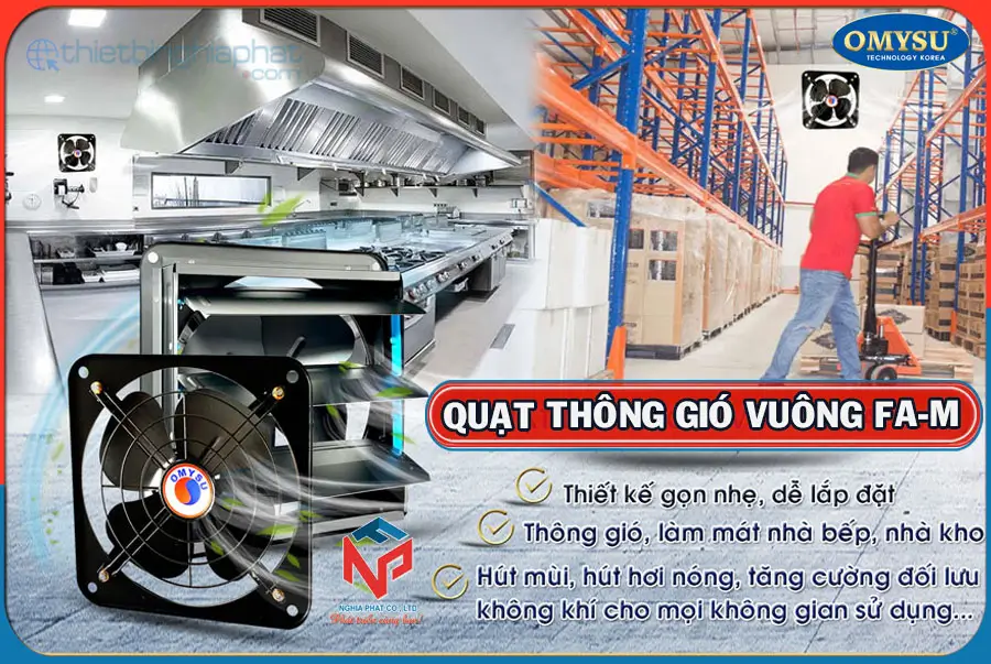 Ứng dụng quạt thông gió vuông OMYSU FA-M