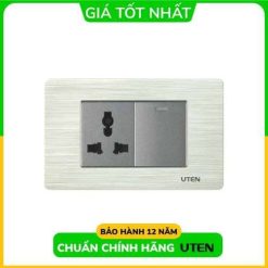 Bộ 1 Công Tắc 2 Chiều M + 1 Ổ Cắm 3 Chấu Đa Năng UTEN | V7.0-PM3+V7.0PGK12-MS+V7.0PCZ13/N